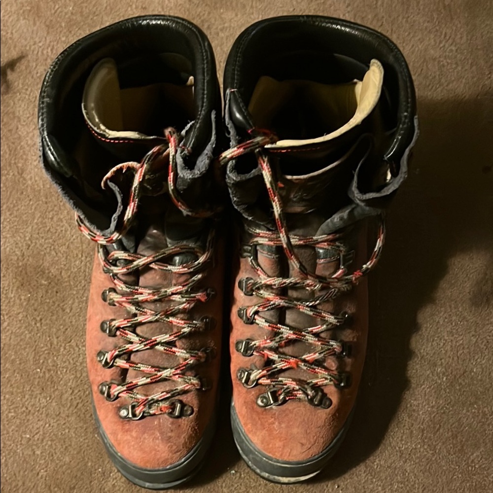 Vintage Hiking Boots with Red Laces